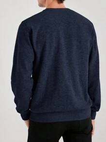 RueChic Men's Round Neck Sweatshirt With Text Print - Black - View 2