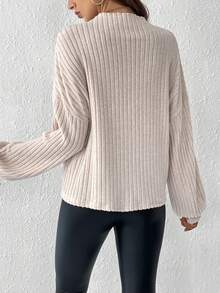 SHEIN Frenchy 女高領落肩純色t卹