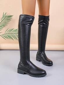 女士們時尚黑色透氣及膝靴