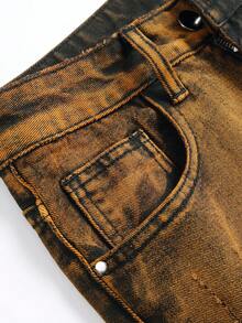 Men's Vintage Faded Distressed Slim Fit Denim Jeans - Multicolor - View 8
