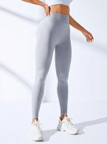 SHEIN Yoga Basic Mallas De Yoga Deportivas Para Mujeres - Gris Claro - Ver 3