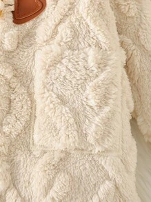 嬰兒男孩簡約連帽連身衣,適用於派對,秋冬季節 - 杏色 - 查看 5