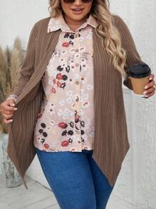 EMERY ROSE Camisa De Talla Grande De Punto Liso Para Mujer - Café integral - Ver 1