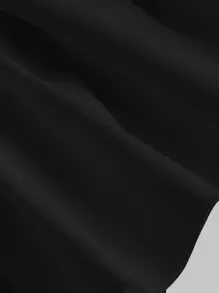 SHEIN MOD Ladies' Solid Color Ruffle Detail Off Shoulder Bell Sleeve Tie Front Blouse - Black - View 4