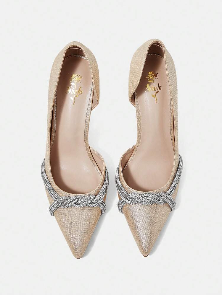 Rhinestone Decor Stiletto Heeled Pumps