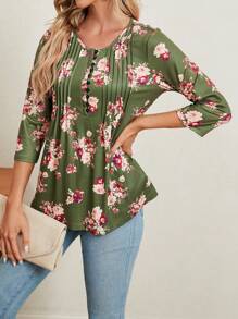 EMERY ROSE In Hoa Áo thun - Màu đỏ tím - Xem 4