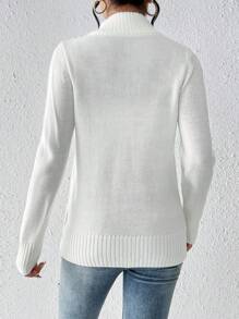 SHEIN Clasi 女款純色拉鍊設計雙口袋開襟衫 - 白色 - 查看 2