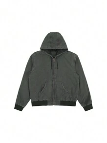 Men's Drawstring Hooded Jacket - Green - View 3