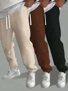 Manfinity Homme 3 piezas Pantalones de chándal sueltos con cordón para hombre