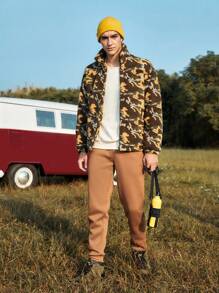 In My Nature 男士滿版印花拉鏈開襟戶外搖粒絨夾克 - 彩色 - 查看 5