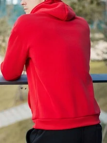 Manfinity Homme 男士卡通印花連帽運動衫和褲子套裝,附帶口袋和束口帶 - 紅色 - 查看 2