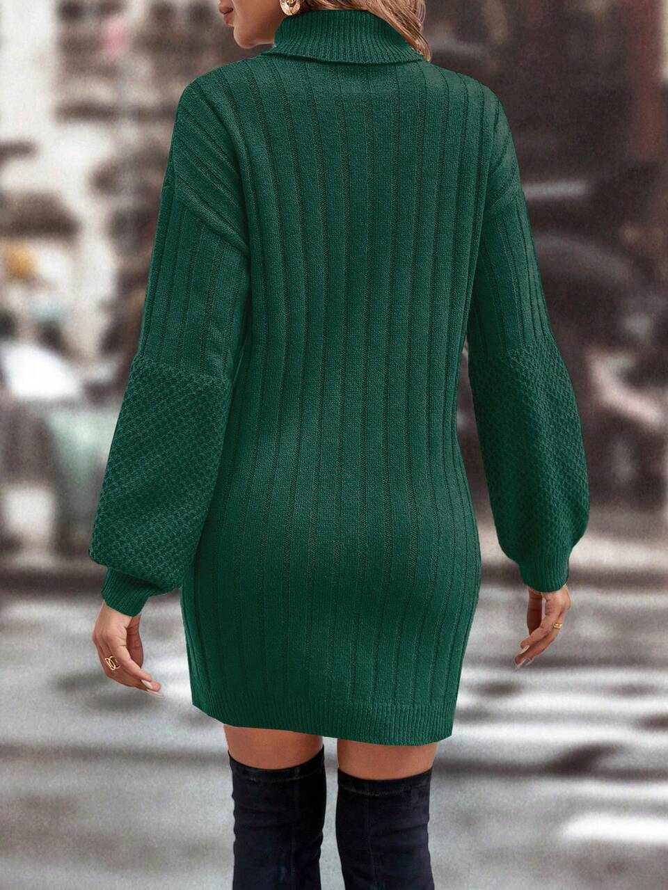 Women's Lantern Sleeve Sweater Dress Fall Winter Cloth For Women