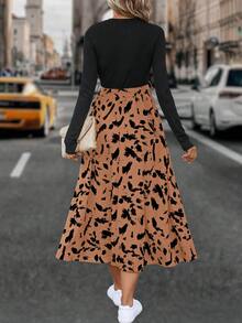 SHEIN LUNE Của phụ nữ Hoa In Vá lại Váy có thắt lưng - Màu vàng - Xem 2