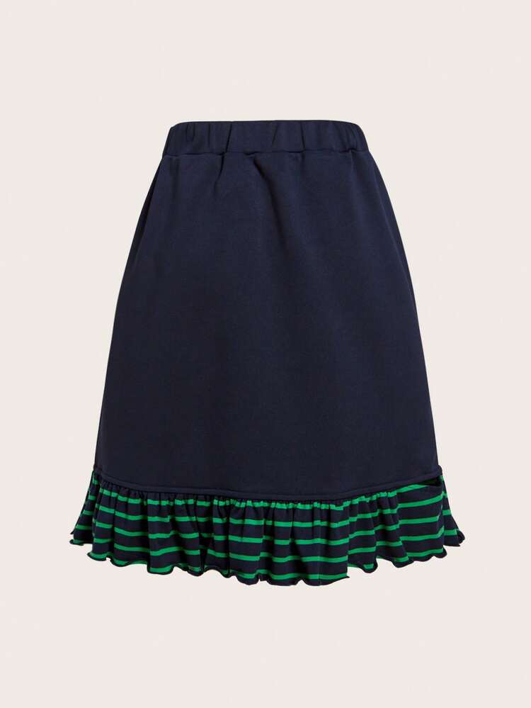 Striped Ruffle Hem Skirt