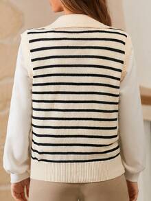 SHEIN Frenchy 女士條紋休閒時尚毛衣背心