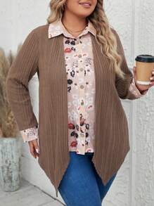 EMERY ROSE Camisa De Talla Grande De Punto Liso Para Mujer - Café integral - Ver 4