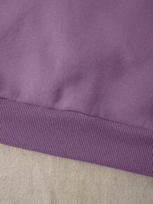 INAWLY Felpa Con Casco A Goccia In Colore Tinta Unita Per Donna - Viola - Visualizzare 3