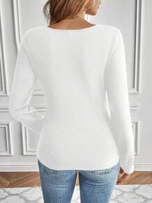 SHEIN LUNE 圓領保暖內裡 T-Shirt - 白色 - 查看 2