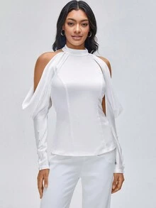 JOTADE STUDIO 露肩上衣,扣子細節 - 白色 - 查看 4