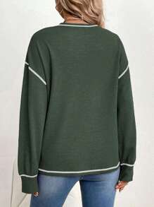 SHEIN Maternity Colorblock Patch Pocket T-shirt - Olive Green - View 2