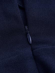 SHEIN Belle Quý cô Màu thuần Thon gọn Váy không tay - Màu xanh hải quân - Xem 3