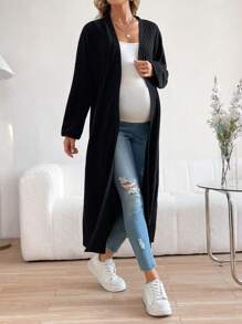 SHEIN 黑色孕妇休闲夹克 - 黑色 - 查看 1