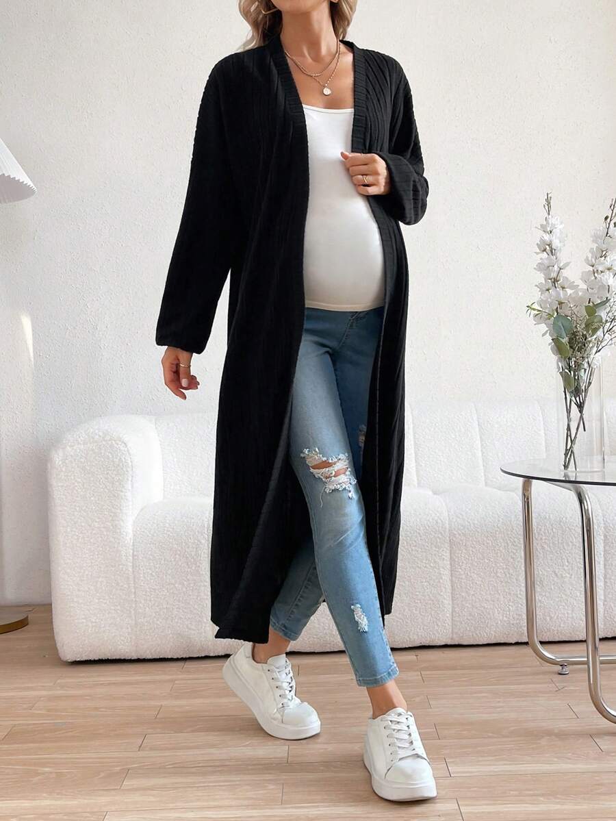 SHEIN 黑色孕妇休闲夹克 - 黑色 - 查看 1