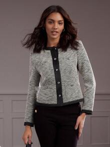 MOTF Classy TWEED CONTRAST TRIM JACKET - Grey - View 7