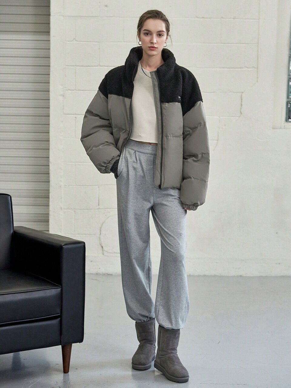Colorblock Zip Up Padded Thick Pockets Coat, Women Winter Coat Jacket