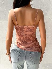 SHEIN VCAY Flower Print 3d Floral Design Asymmetrical Hem Cami Top - Multicolor - View 4
