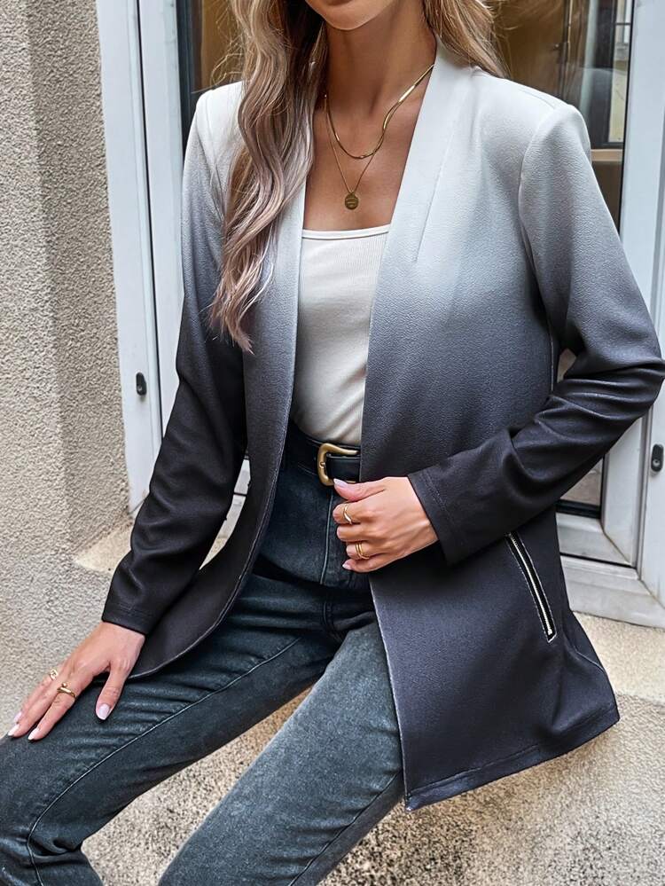 Women's Ombre Open Front Sleeveless Outerwear