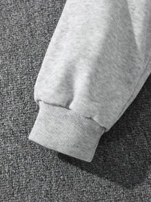 Manfinity Dauomo Men's Slogan Print Drawstring Hoodie - Grey - View 5