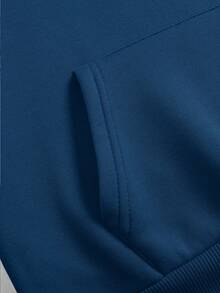 SHEIN EZwear 女款藍色印花連帽常規版型運動衫 - 藏蓝色 - 查看 7