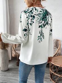 SHEIN Clasi 女款長袖葉子印花襯衫