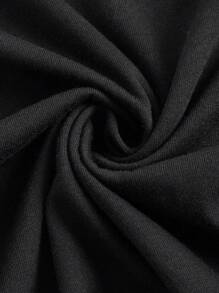 SHEIN EZwear Tricou cu mânecă scurtă, cu mânecă scurtă, minimalist, cu semn de bani, pentru femei, potrivit pentru vară - Negru - Vizualizare 5