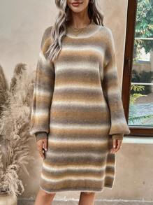 EMERY ROSE Women's Striped Knitted Sweater Dress (without Belt) - Multicolor - View 6