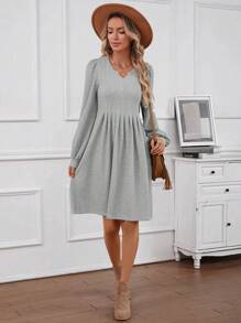 EMERY ROSE Xếp li Của phụ nữ Đầm - Màu Xám nhạt - Xem 4