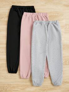 SHEIN 適合年輕女孩的3入組信封、蝴蝶和月亮圖案印花運動打底褲,秋冬季節必備款 - 彩色 - 查看 2