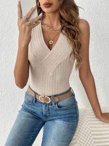 SHEIN Frenchy Của phụ nữ Áo ba lỗ - Màu be - Xem 5