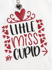 SHEIN 女童休閒字母愛心圓領t卹適合春夏 - 白色 - 查看 6