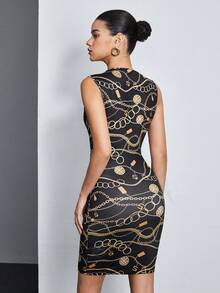 BizChic Vestido De Mujer Con Estampado De Cadena