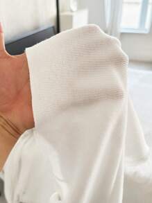 SHEIN Unity Suéter de punto corto con hombros descubiertos de unicolor para otoño e invierno - Blanco - Ver 7