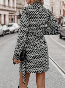 SHEIN Frenchy 女士全印花側結連衣裙