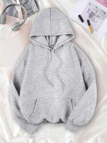 SHEIN LUNE 人物印花長袖連帽衫 - 淺灰色 - 查看 2