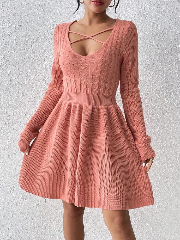 Women's Crossover Turtleneck Sweater Dress