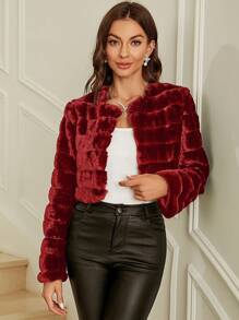 SHEIN Clasi Chaqueta Roja Corta De Moda Para Mujer - Burdeos - Ver 4