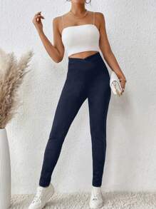 SHEIN LUNE Thắt lưng băng rộng Xà cạp - Màu xanh hải quân - Xem 5