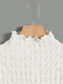 SHEIN Maternity Mock Neck Lettuce Trim Tee - Apricot - View 8