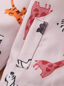 Baby Girls' And Toddler Girls' Hooded Animal Printed Trench Coat