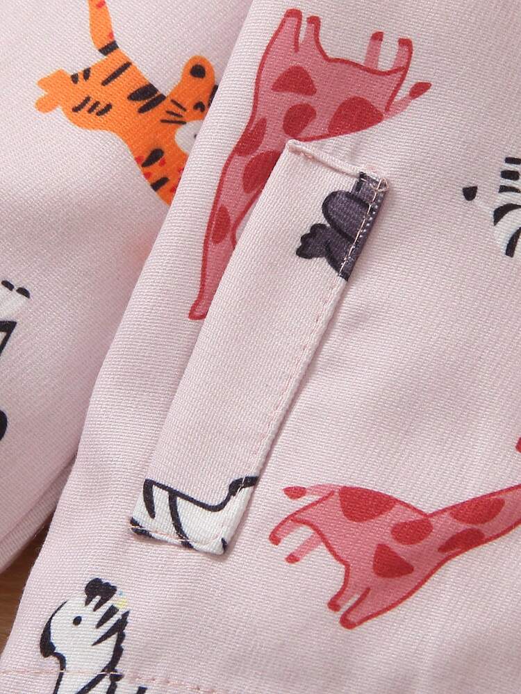 Baby Girls' And Toddler Girls' Hooded Animal Printed Trench Coat